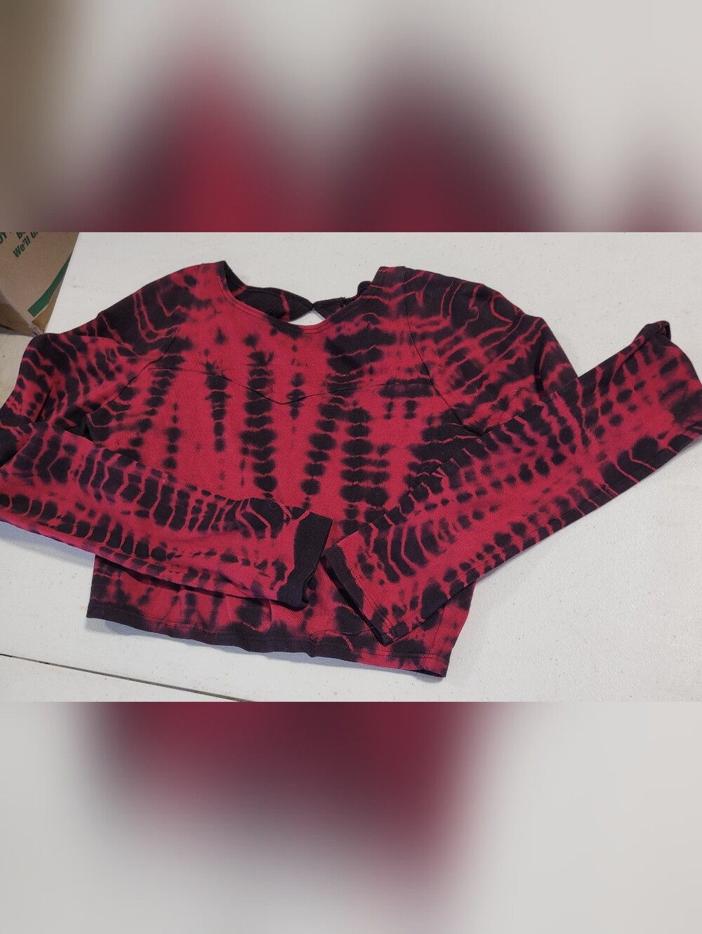 Emma & Sam Red and Black Tie-Dye Crop Top